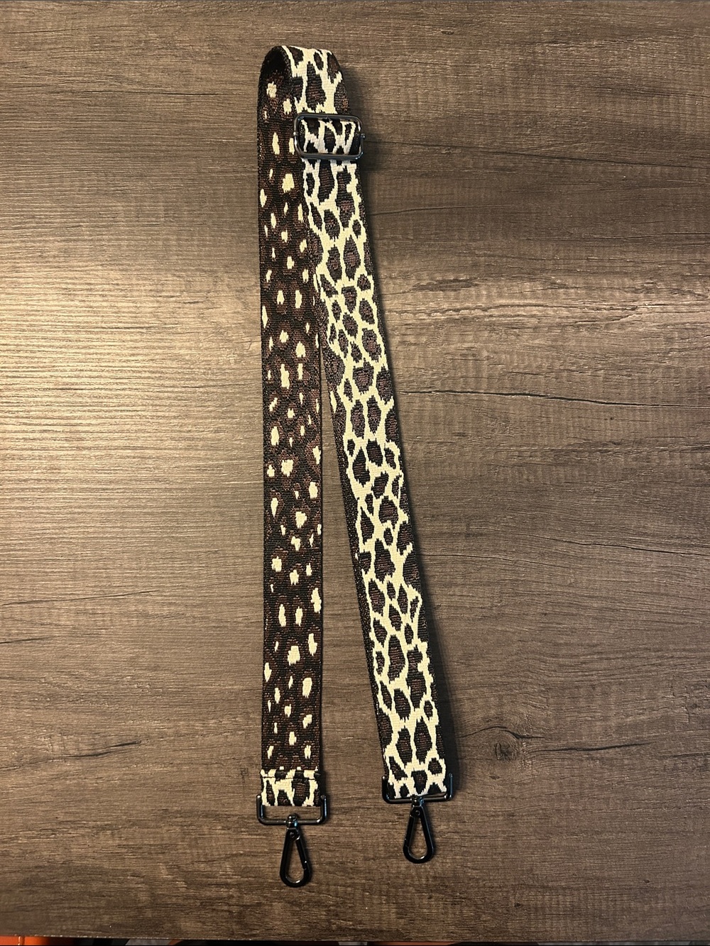Adjustable Leopard Print Bag Strap - Brown & Cream
